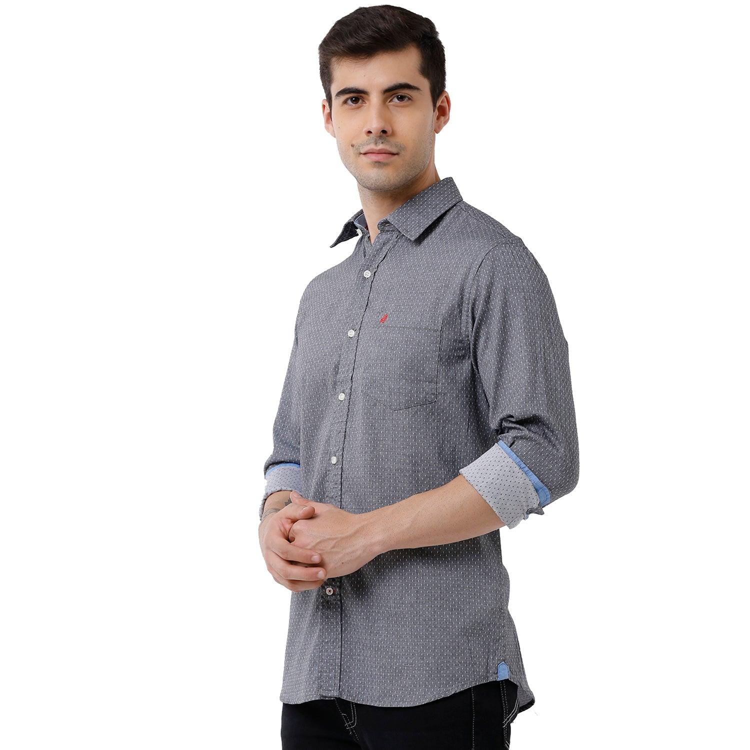 Double Two Men Slim Fit Douby Pointed Collar Casual shirt  2