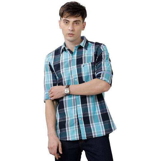 Blue Checks Casual Shirt Slim Fit
