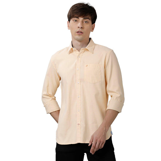 Yellow Solid Casual Shirt Slim Fit