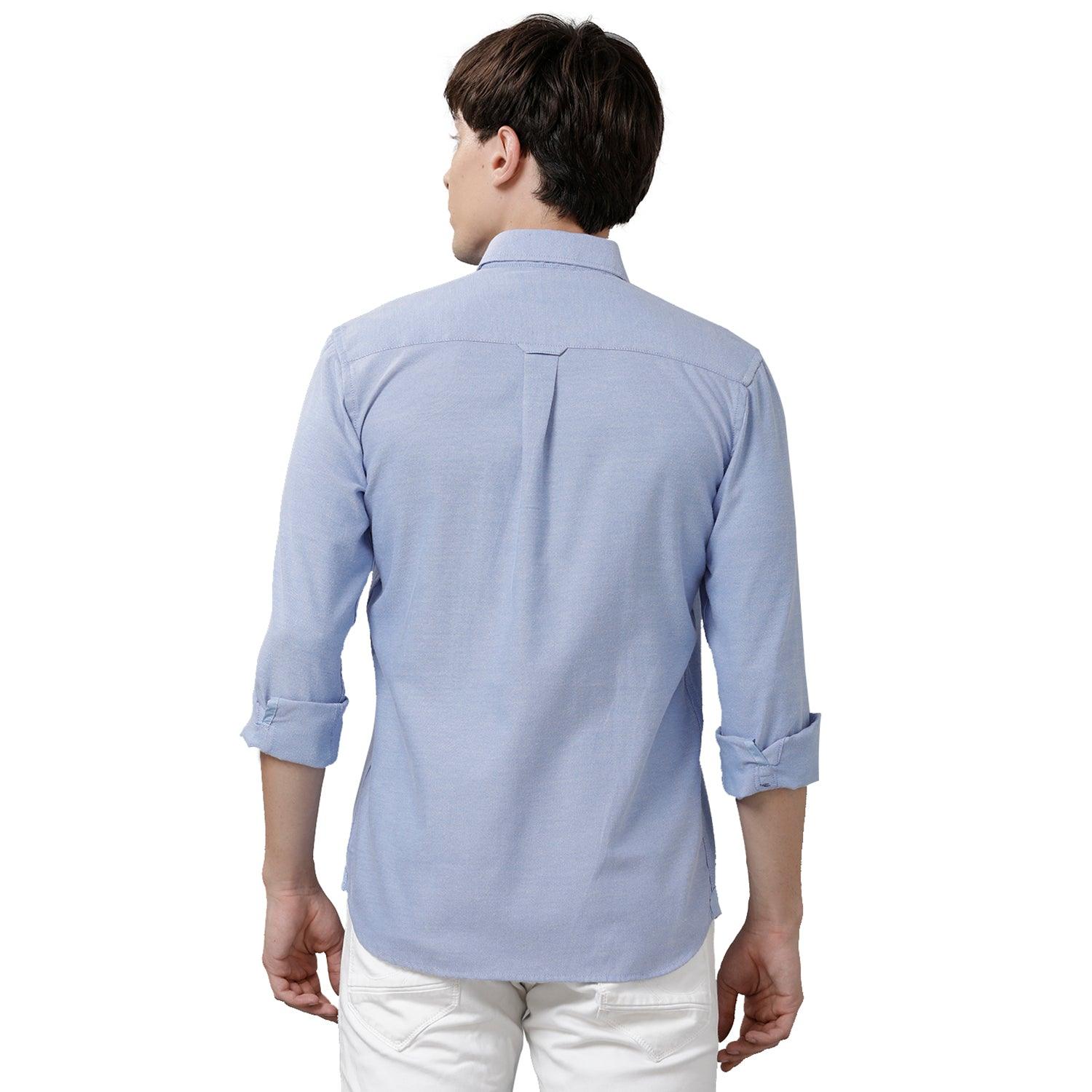 Double Two Men Slim Fit Solid Button Down Collar Casual Shirt