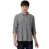 Load image into Gallery viewer, Double two Men Solid Grey Button Down Collar Long Sleeves 100% Cotton Slim Fit Casual Shirt