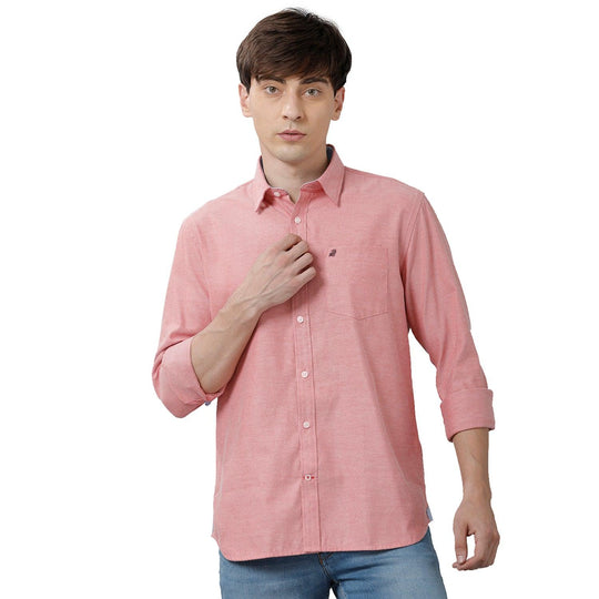 Red Solid Casual Shirt Slim Fit