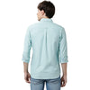 Double two Men Solid Green Pointed Collar Long Sleeves 100% Cotton Slim Fit Casual Shirt
