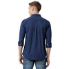 Double Two Men Printed Navy Blue Pointed collar Slim Fit Casual shirt
