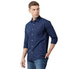 Double Two Men Printed Navy Blue Pointed collar Slim Fit Casual shirt