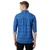 Double Two Men Printed Royal Blue Pointed collar Slim Fit Casual shirt