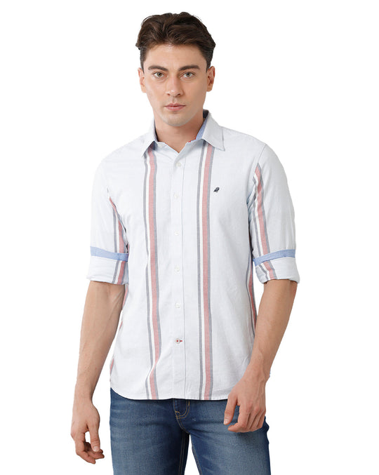 Sky Blue Broad Stripes Casual Shirt