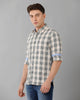 Load image into Gallery viewer, Beige Twill Checks Casual Shirt Double Two