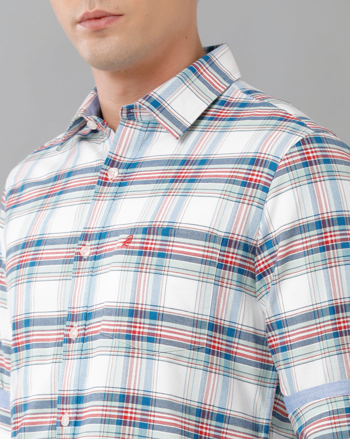 Off WhiteOxford Broad Checks Casual Shirt Double Two