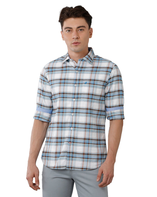 Off White Oxford Broad Checks Casual Shirt