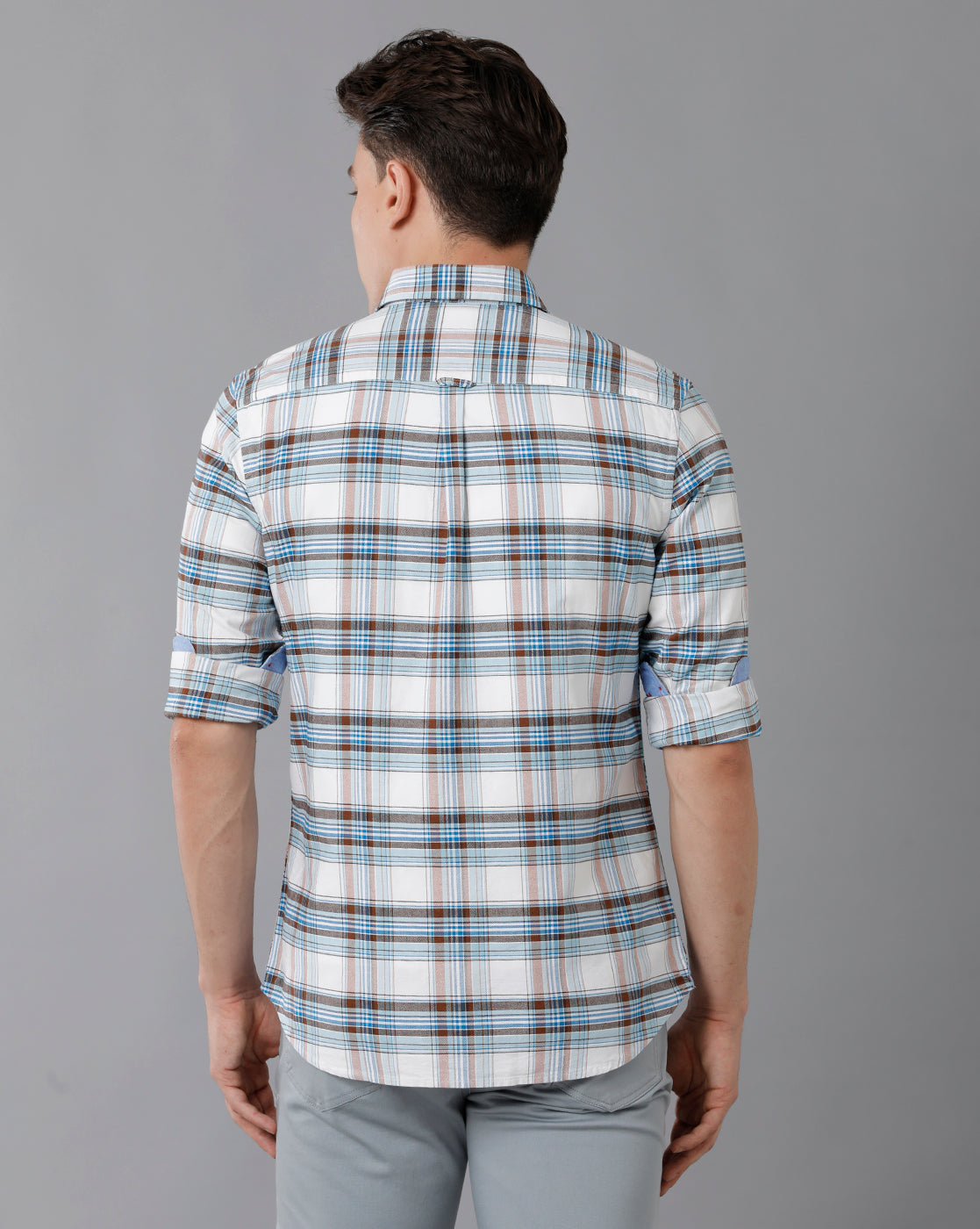 Off White Oxford Broad Checks Casual Shirt Double Two