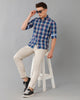 Load image into Gallery viewer, Midnight Blue Twill Checks Casual Shirt Double Two