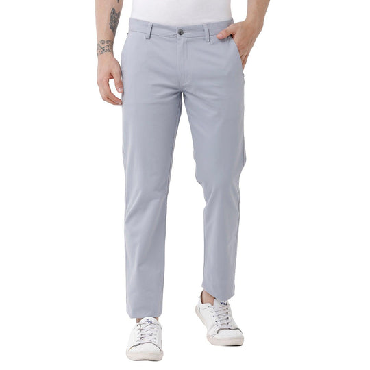 Ash Grey Solid Trouser Slim Fit