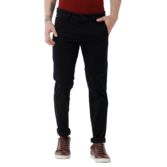 Black Solid Trouser Slim Fit