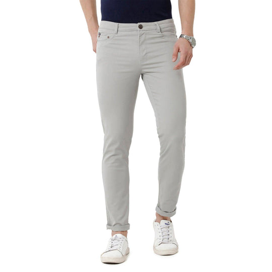 Light Green Solid Trouser Slim Fit