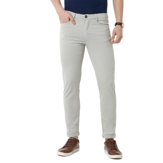 Light Green Solid Trouser Slim Fit