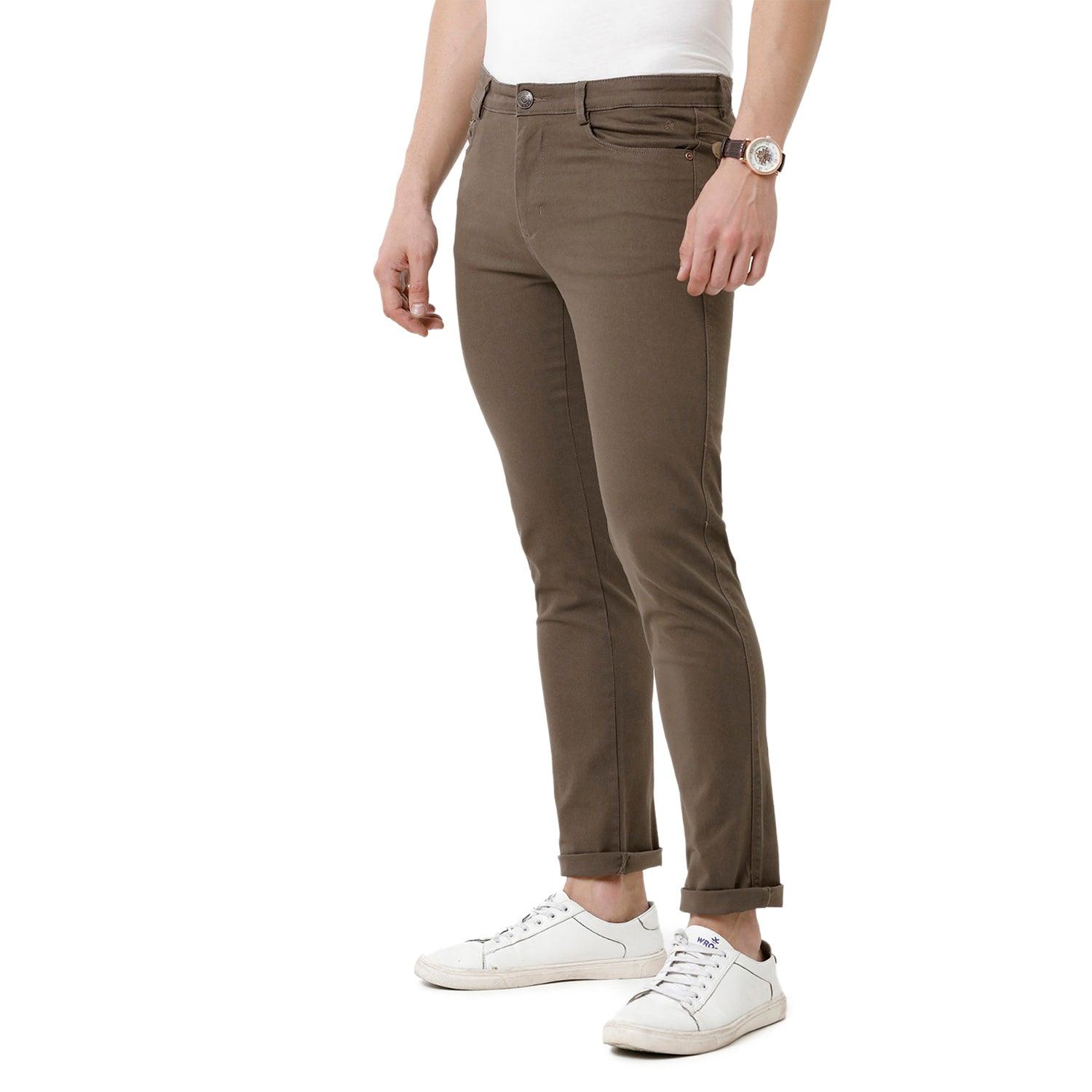 Double Two Slim Fit Men Brown Trouser