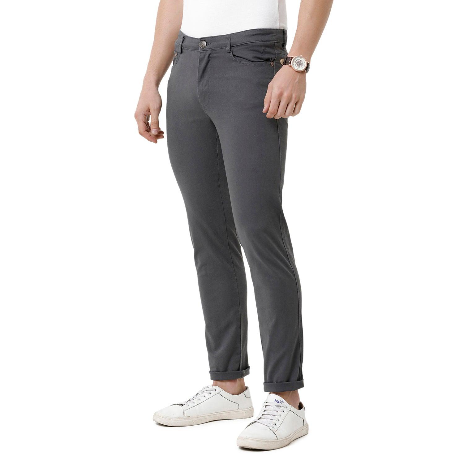 Double Two Slim Fit Men Dark Grey Trouser