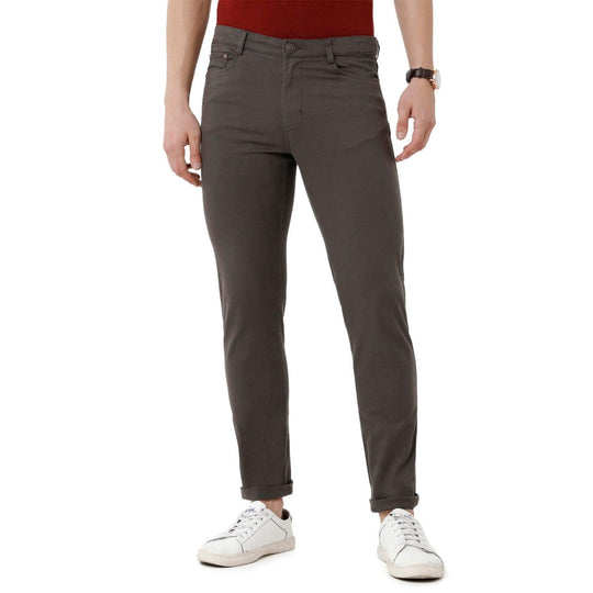 Bottle Green Solid Trouser Slim Fit