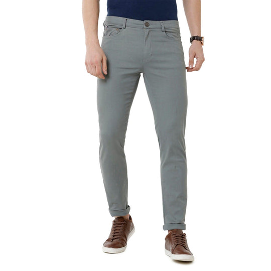 Grey Solid Trouser Slim Fit