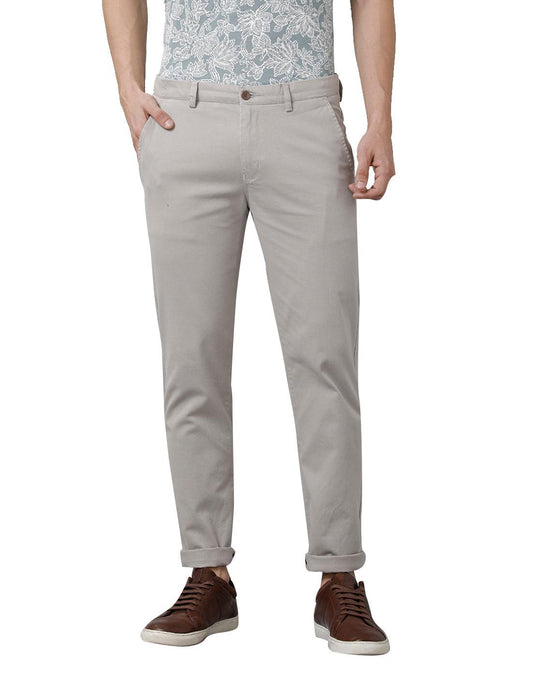 Light Grey Solid Trouser Slim Fit