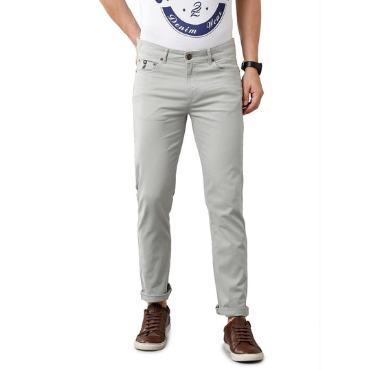 Light Green Solid Gaberdines Slim Fit