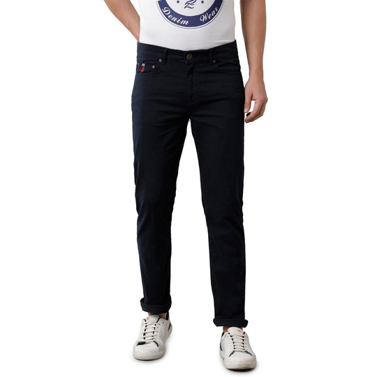 Navy Blue Solid Gaberdines Slim Fit