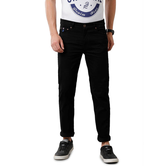 Black Solid Gaberdines Slim Fit