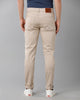 Cream Solid Casual Cotton Trouser Double Two