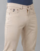 Cream Solid Casual Cotton Trouser Double Two