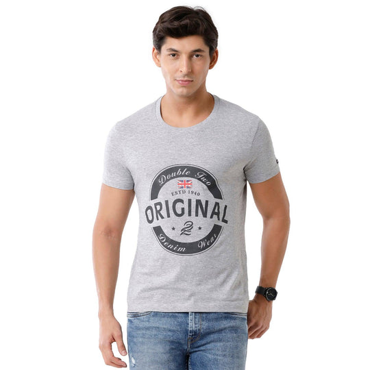 Grey Printed T-Shirt Slim Fit