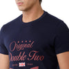 Load image into Gallery viewer, Double Two Printed Crew Neck Navy T-Shirt
