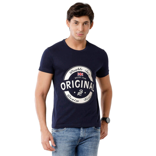 Navy Printed T-Shirt Slim Fit
