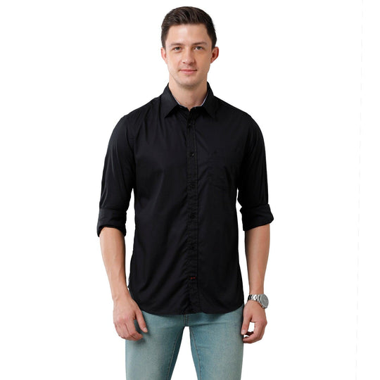 Black Solid Casual Shirt Slim Fit
