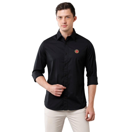 Black Solid Casual Shirt Slim Fit