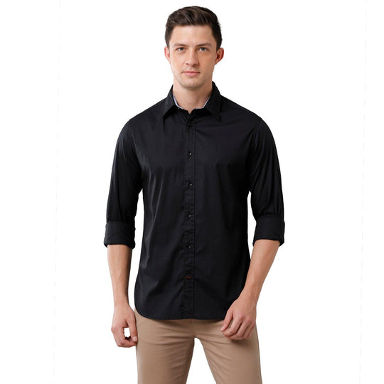 Black Solid Casual Shirt Slim Fit