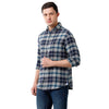 Men Slim Fit Checks Button Down Collar Casual Shirt