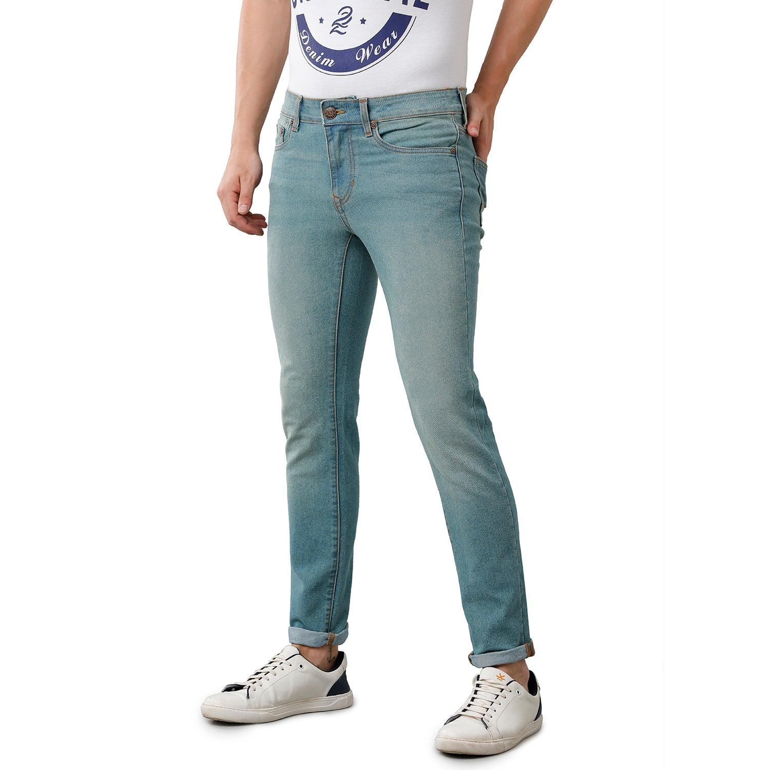 Blue Solid Jeans Lean Fit - Double Two