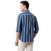 Men Slim Fit Stripes Pointed Collar Casual Shirt