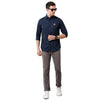 Navy Blue Solid Casual Shirt Slim Fit - Double Two