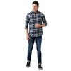 Men Slim Fit Checks Button Down Collar Casual Shirt