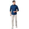 Men Slim Fit Checks Pointed Collar Casual Shirt